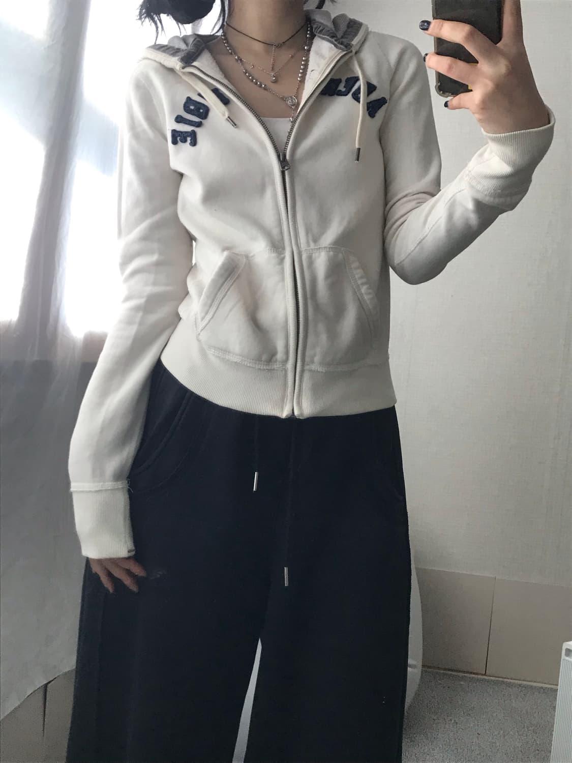 아베크롬비 아이보리 딱붙핏 후드집업 상품이미지5