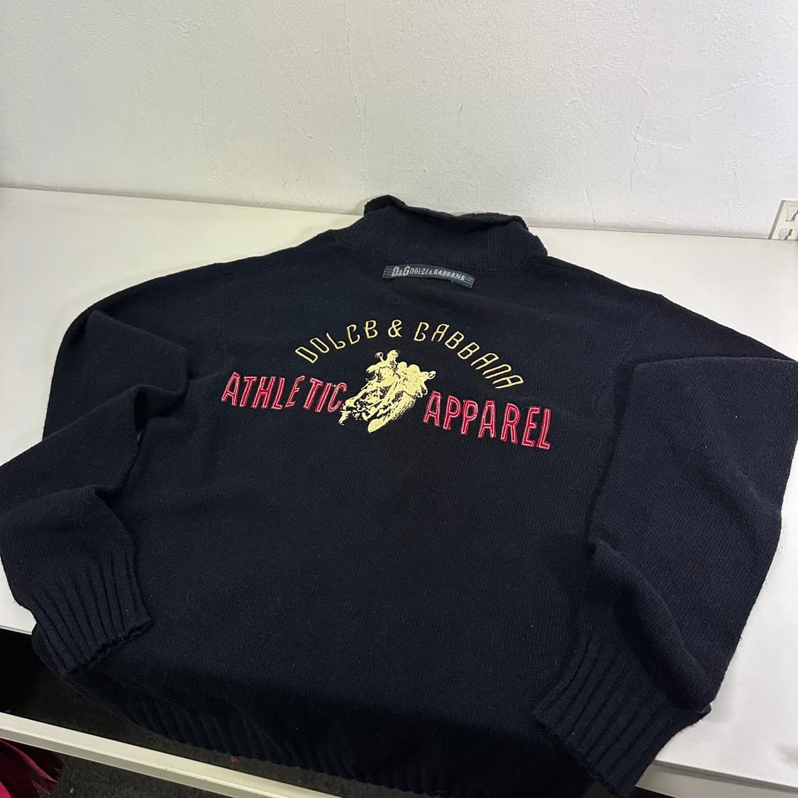 95-100 돌체앤가바나 D&G 다크네이비 버튼 백로고 숄카라 니트 상품이미지2