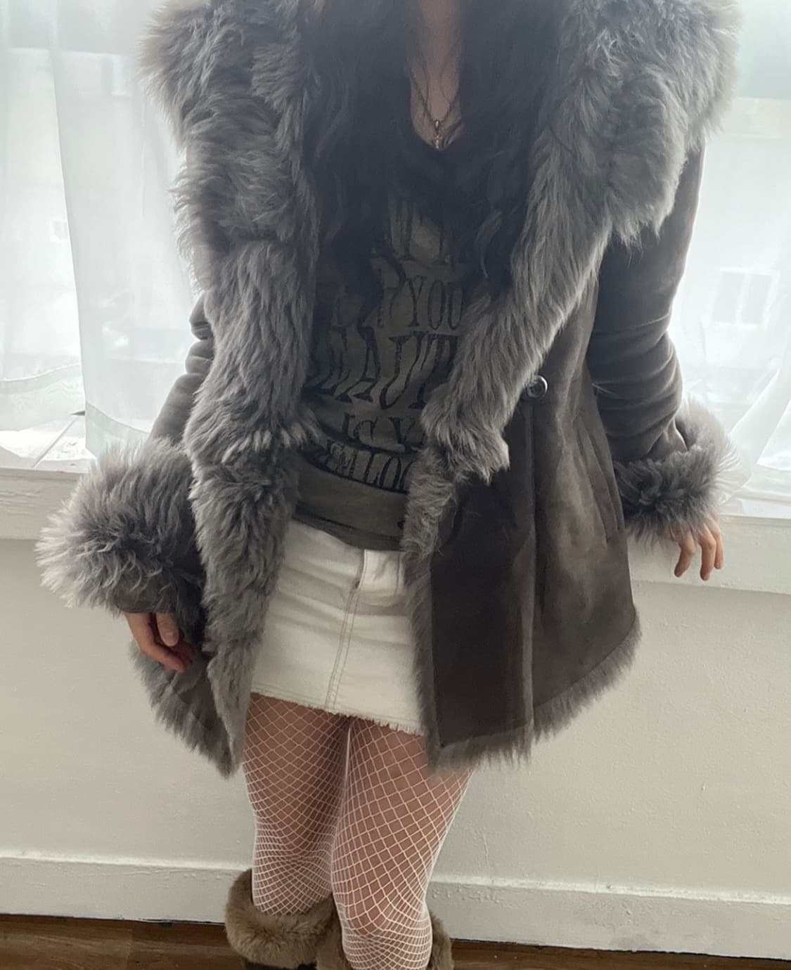 Sheep Skin Long Mustang Grey 상품이미지3