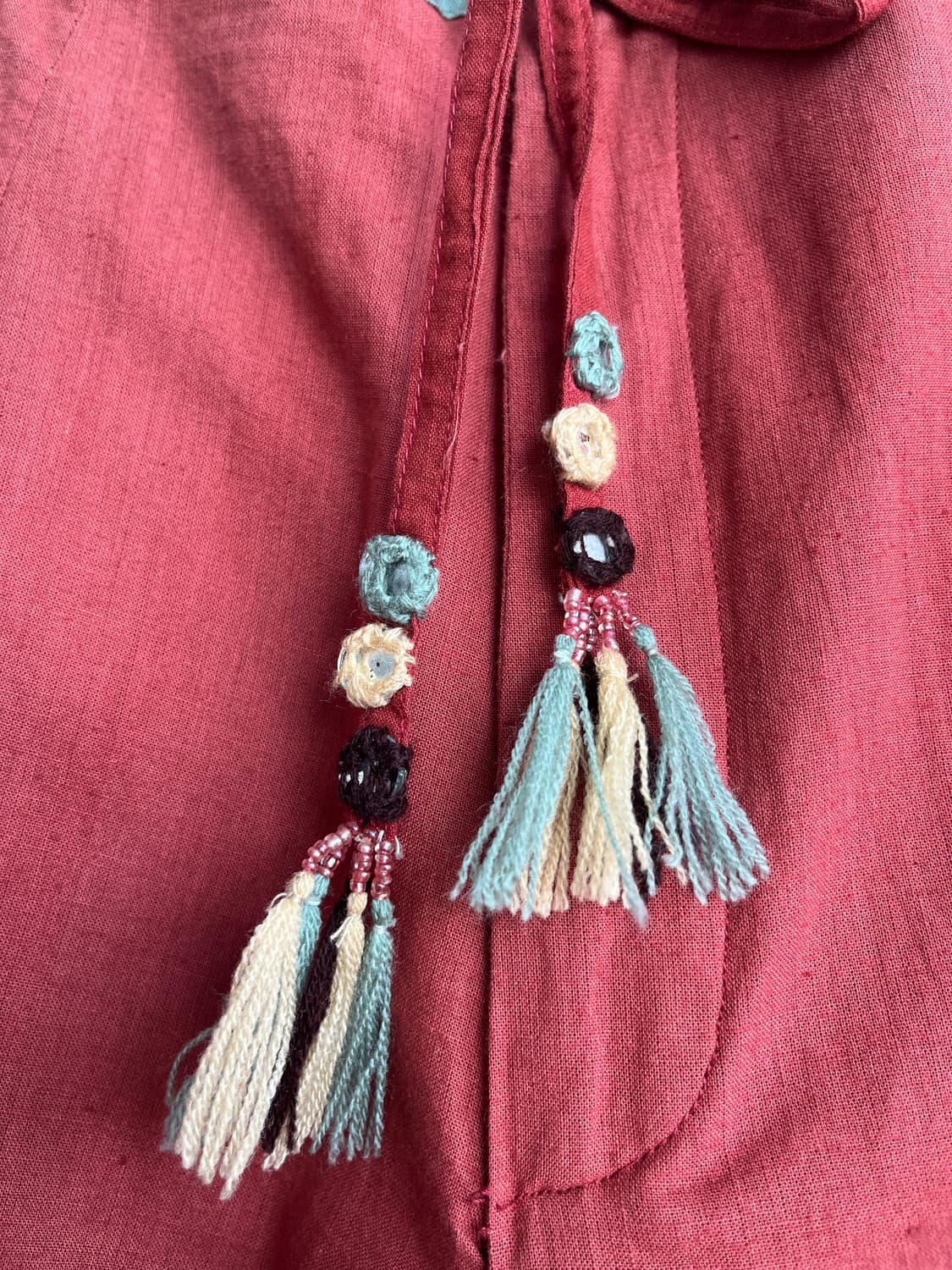 린넨 버건디 자수 팬츠 상품이미지3