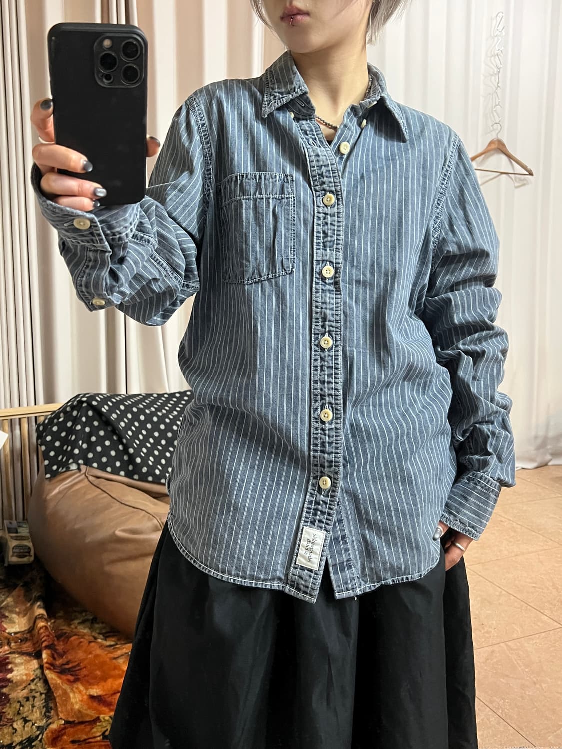 아베크롬비 머슬핏 스트라이프 데님셔츠  상품이미지1