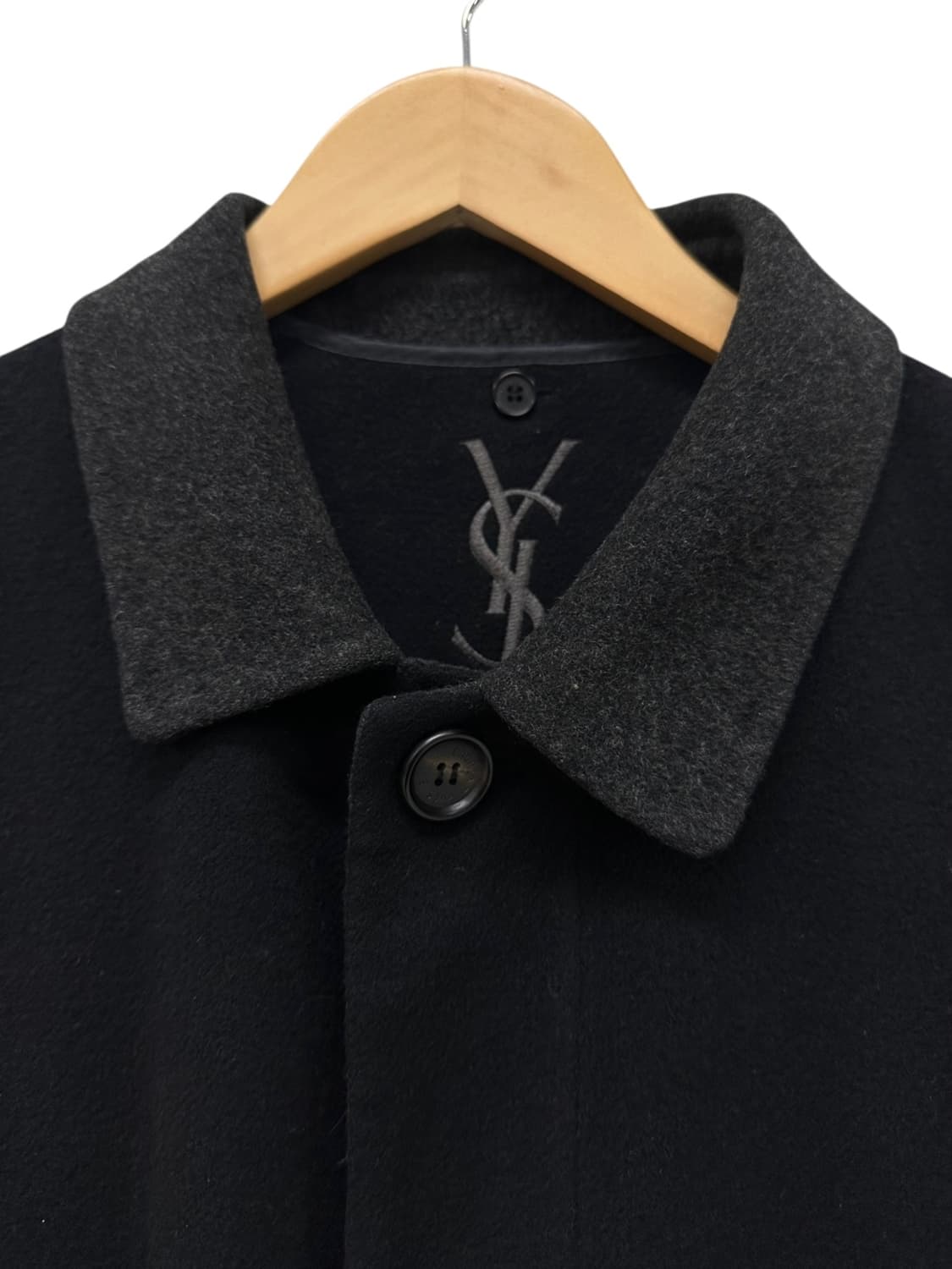 90s YSL 생로랑 울 코트 블랙 (L~XL) 상품이미지3