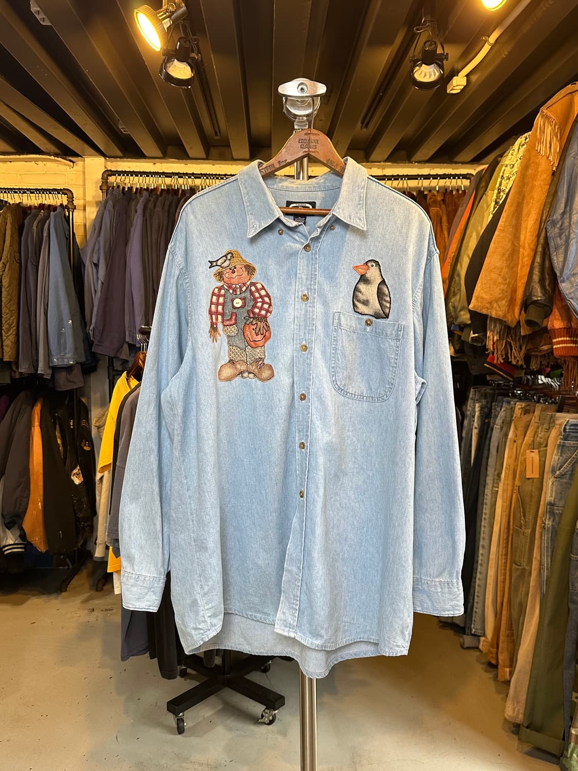 데님 에스닉 자수 셔츠 상품이미지1