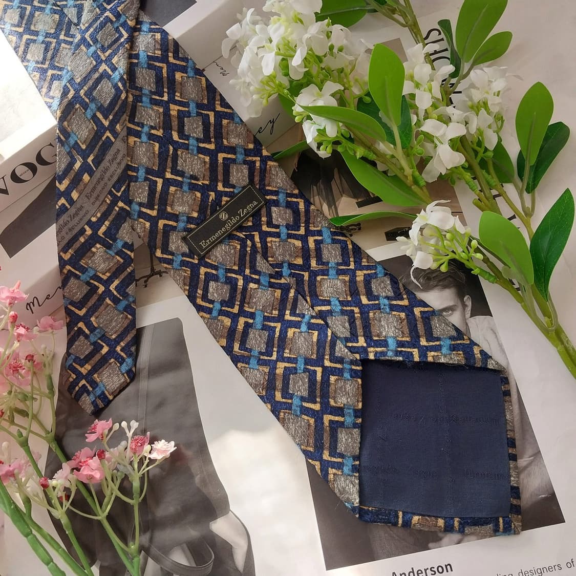 에르메네질도 제냐 실크 그레이 패턴 넥타이 9.9cm A+등급 K1818 상품이미지5