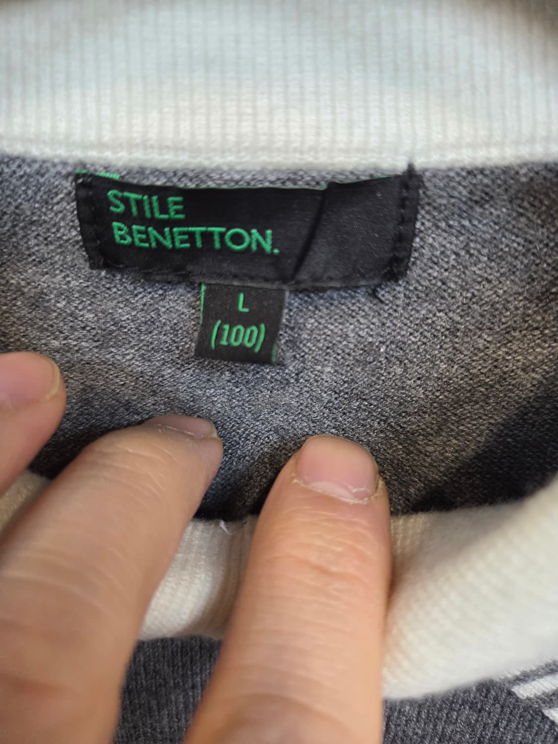 베네통 카라 울 니트 L 상품이미지3