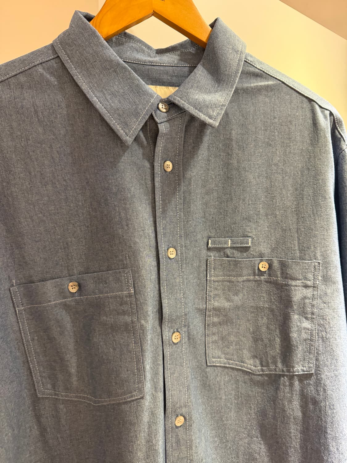 틀영 op 라이트 스트라이프 셔츠 / 올데이 투포켓 샴브레이 셔츠 XL 상품이미지6