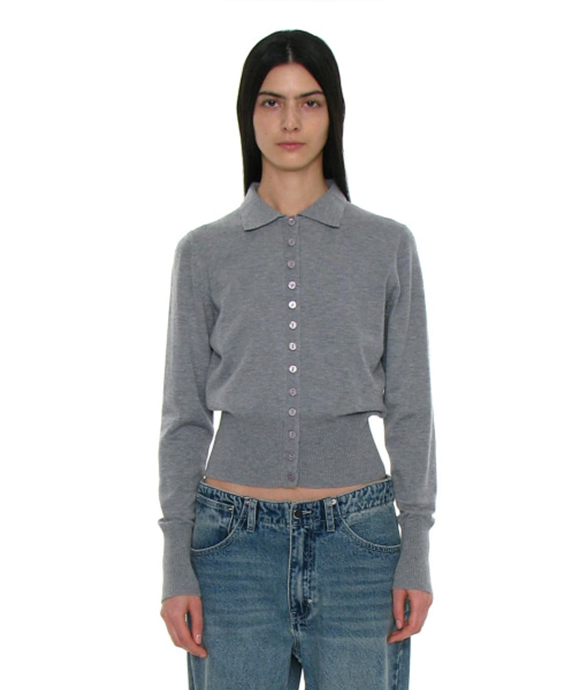 파르티멘토우먼 PWC 버튼 업 와이드 립 가디건 멜란지 상품이미지1