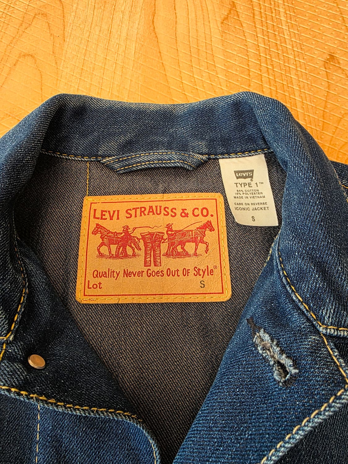 리바이스 Type 1 데님 자켓 S (남여공용)
 상품이미지3