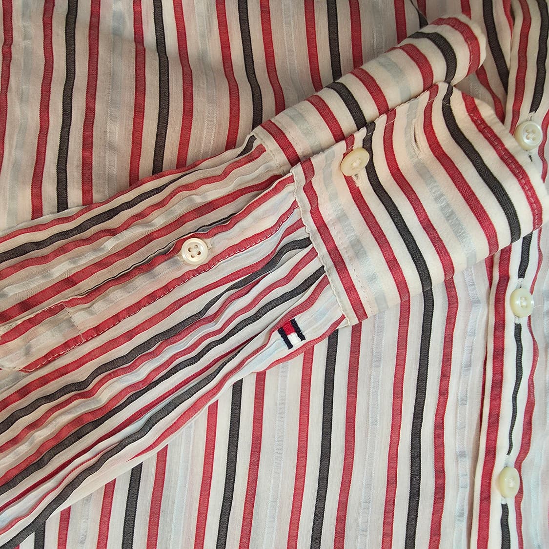 (55)여성 타미 실크 스트라이프 셔츠 상품이미지4