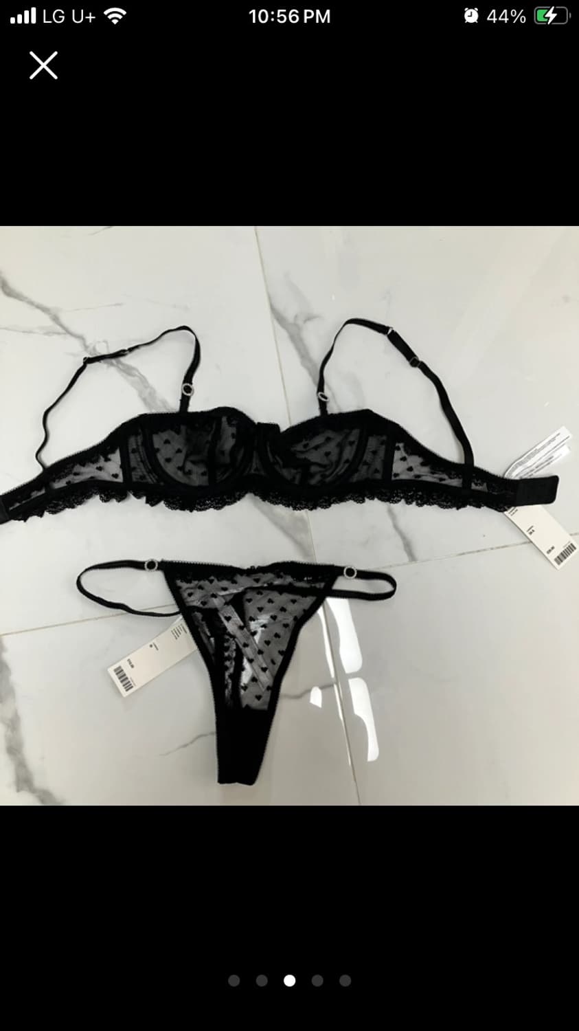 out from under 하트 레이스 발렌타인 발코니 브라 팬티 세트 상품이미지3