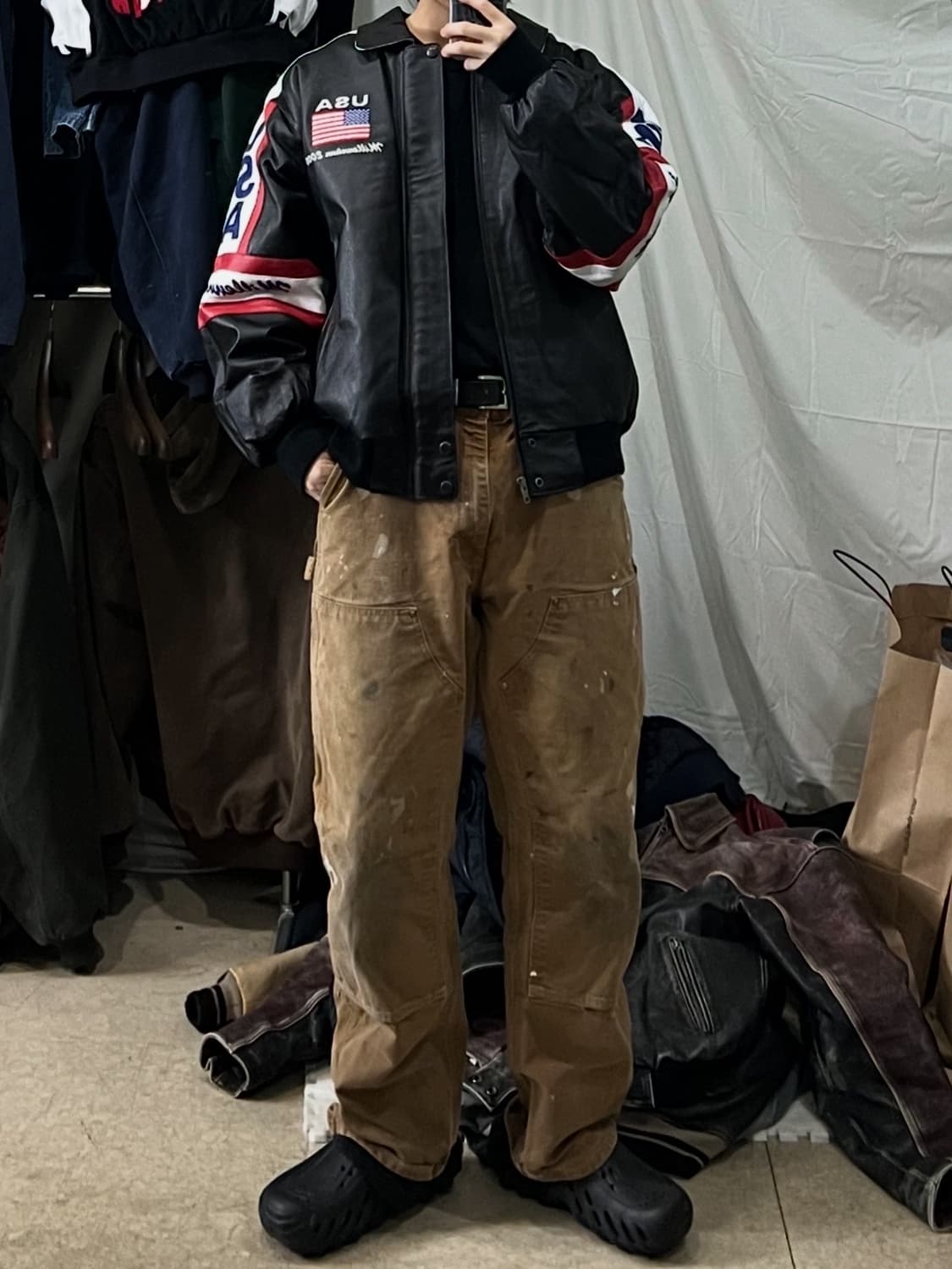 마이클호번 밀레니엄 성조기 가죽자켓 상품이미지5