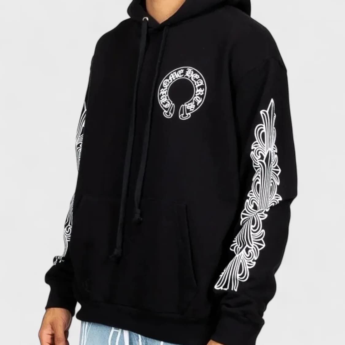 XXL / 크롬하츠 홀스슈 플로랄 블랙 후드티셔츠 상품이미지9