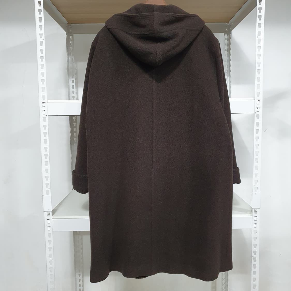 빈티지 일제 브라운 모 100% 롱 후드 코트 상품이미지2