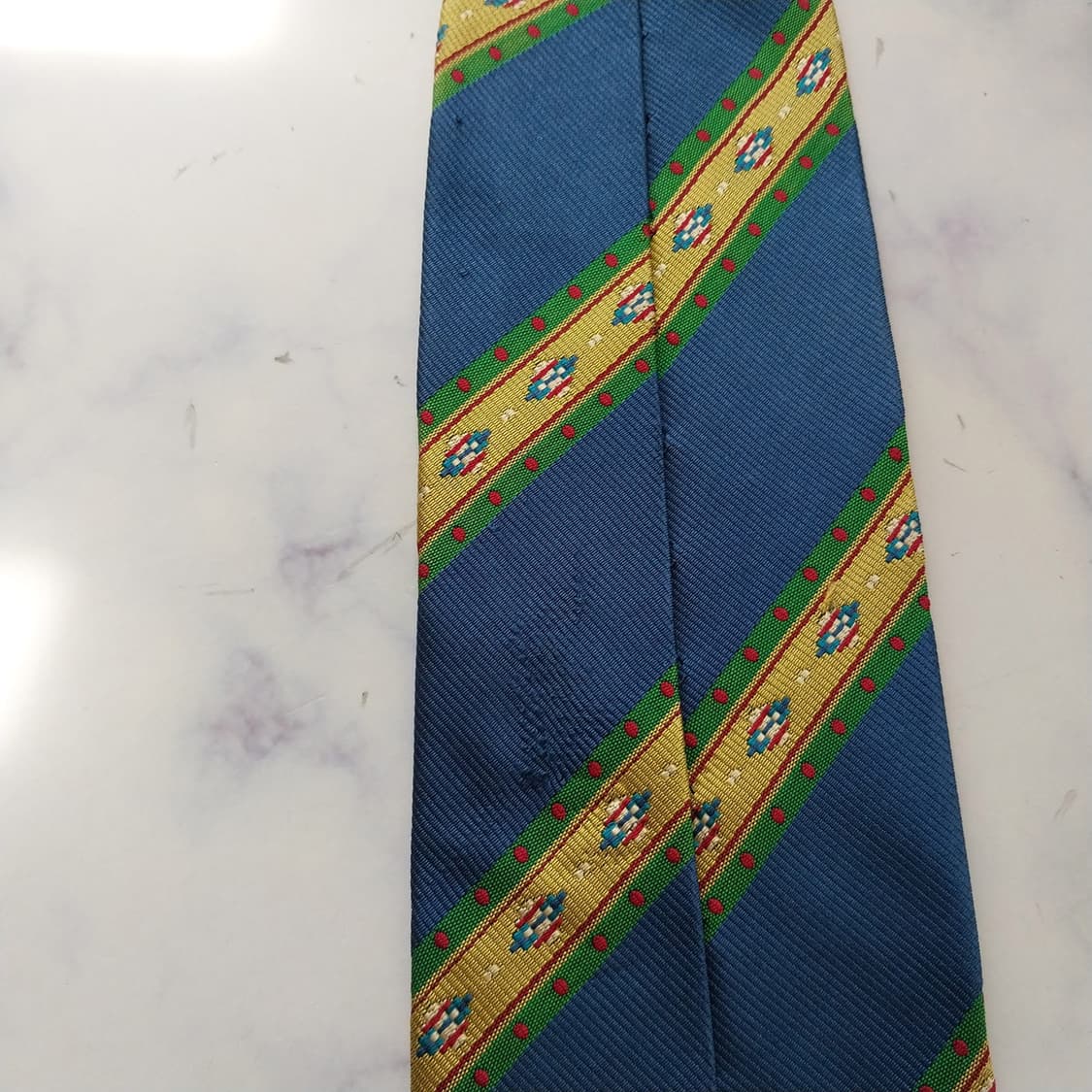 발렌티노 실크 블루 자카드 패턴 넥타이 9.6cm A+등급 K2581
 상품이미지9