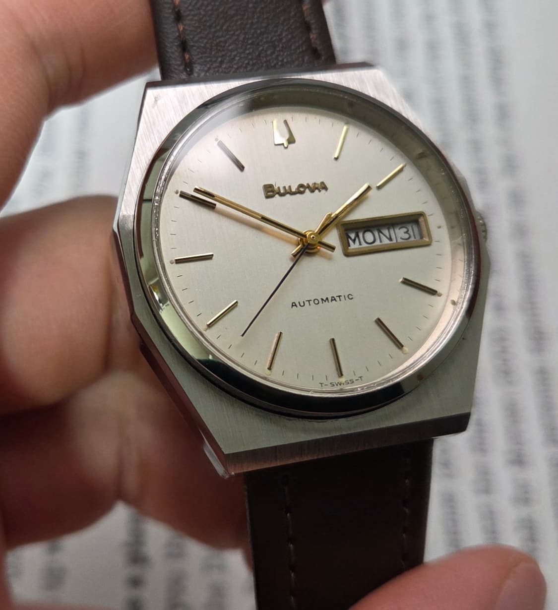 빈티지 부로바 데이데이트 팔각옥토 실버판 골드인덱스 오토매틱 상품이미지4