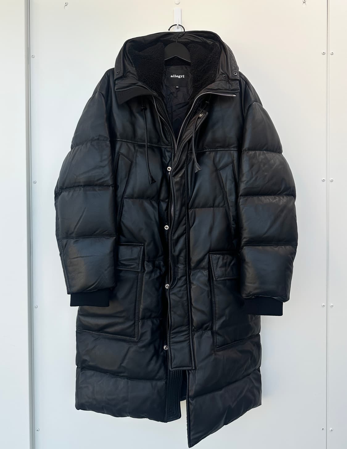 알레그리 천연 양가죽 + 구스다운 롱 패딩 블랙  (50, 민트급) 상품이미지5