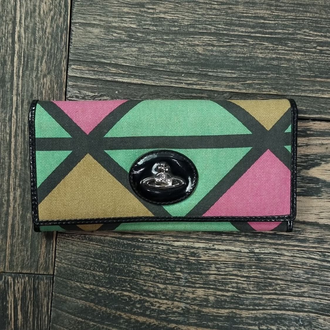 [비비안웨스트우드] 빈티지 기하학 패턴 ORB 엠블럼 장지갑 P01214 상품이미지2