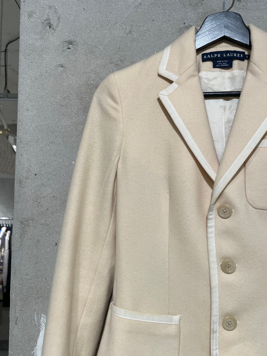 랄프 로렌 베이지 빅 포니 파이핑 울 캐시미어 자켓 상품이미지2
