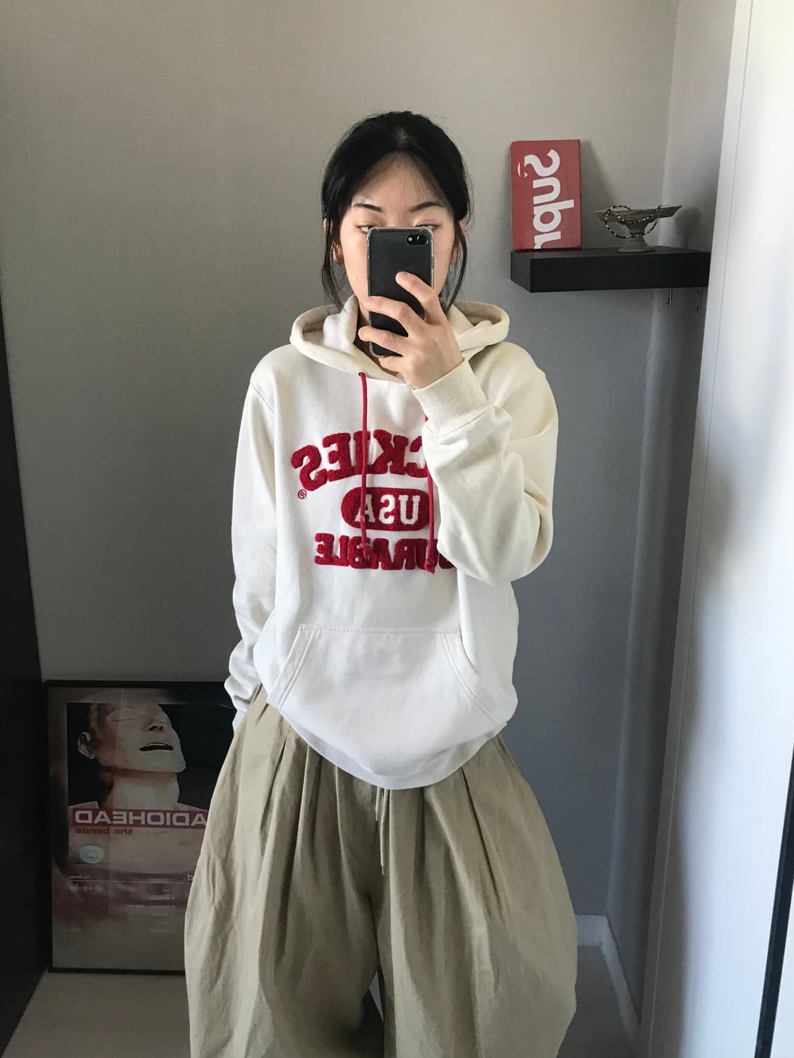 디키즈 오트밀 레드 자수로고 후드티 상품이미지2