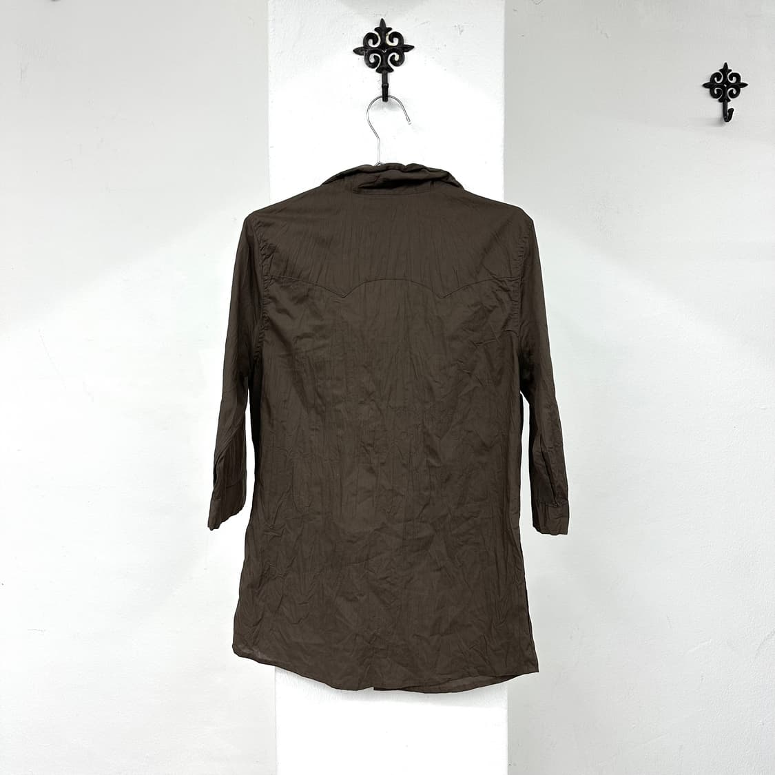 Khaki brown grunge short shirts 상품이미지4