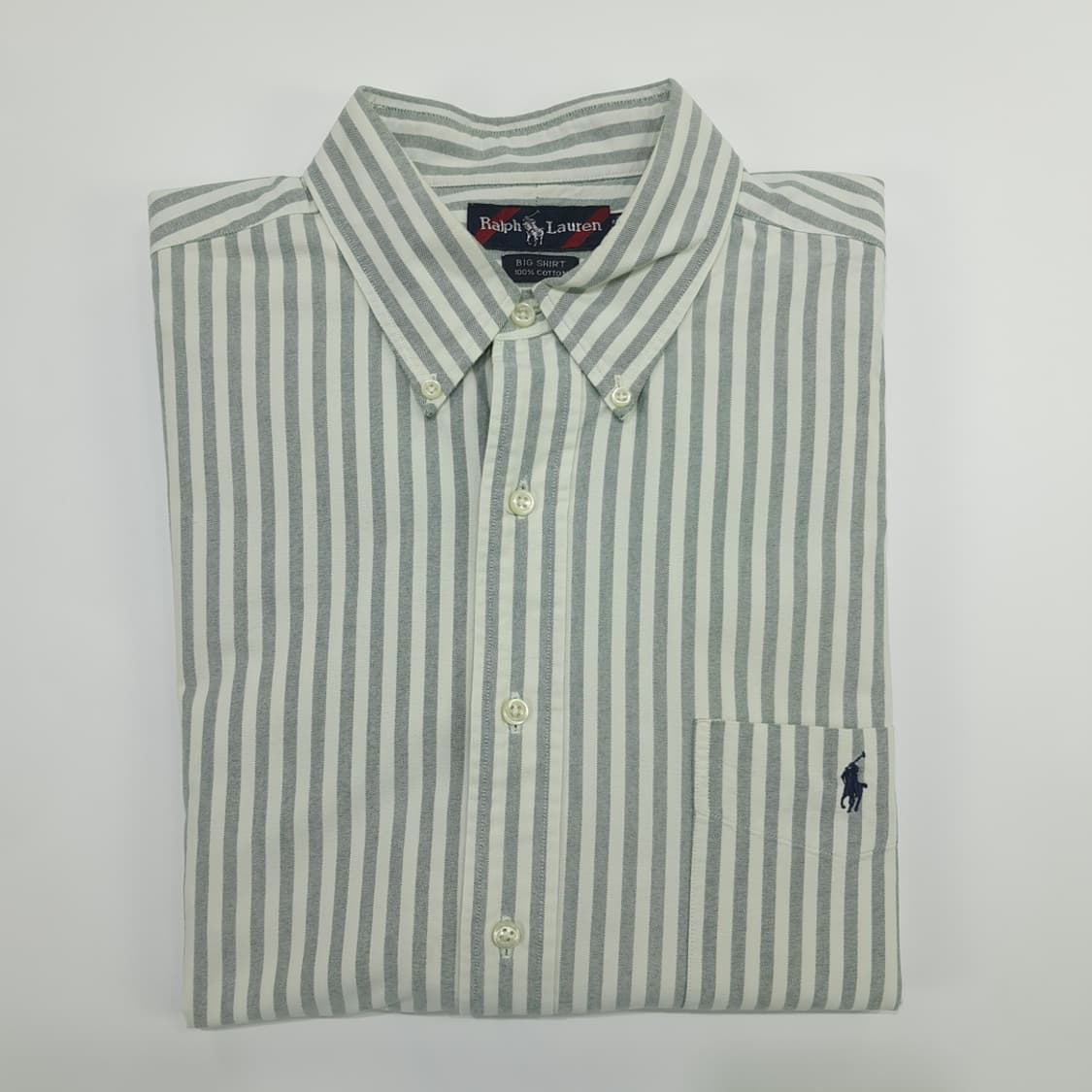 Co848 XL 폴로 랄프로렌 빅셔츠 세이지그린 볼드스트라이프 긴팔 셔츠 상품이미지8