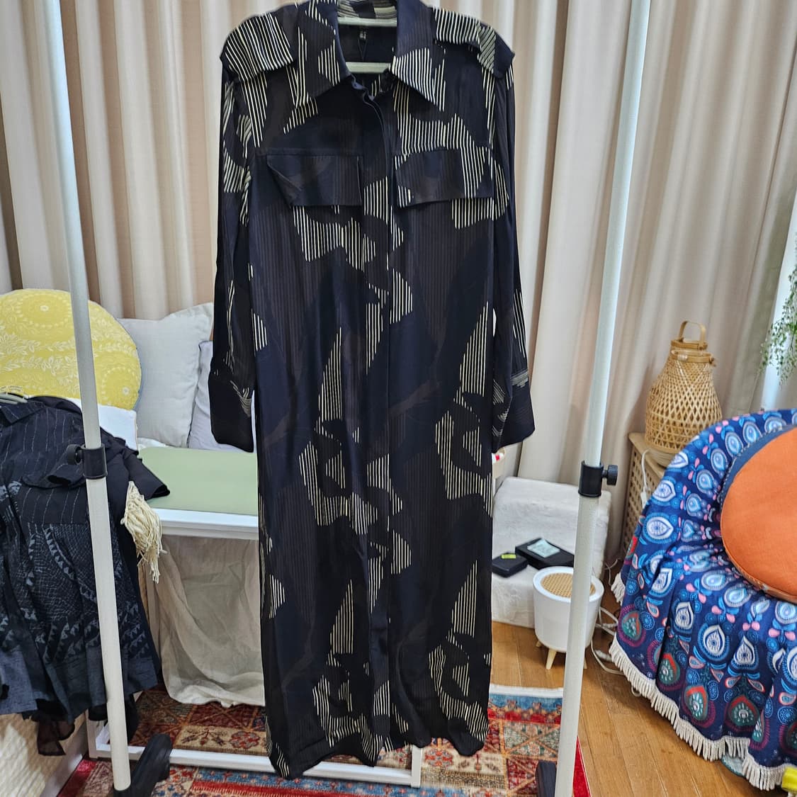 택도 안 뗀 마시모두띠 셔츠 롱 원피스 블랙 36 새제품 상품이미지2