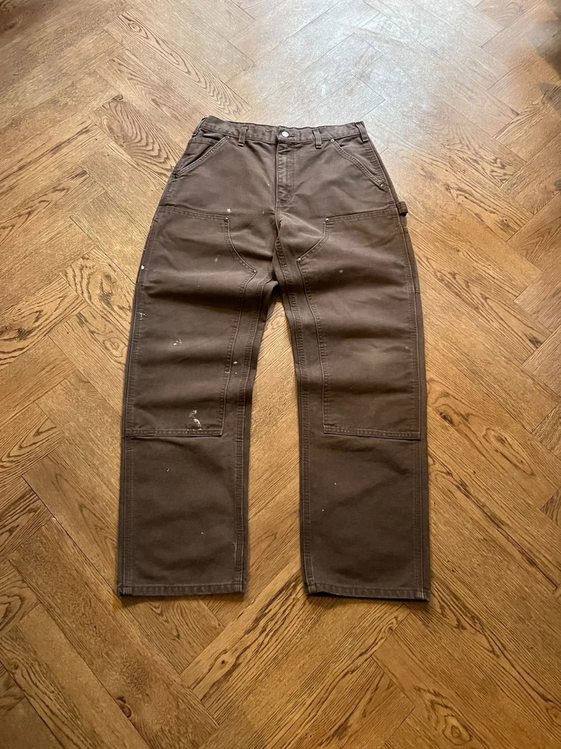 [32]칼하트 USA 빈티지 페인팅 다크브라운 더블니 워크 팬츠 상품이미지1