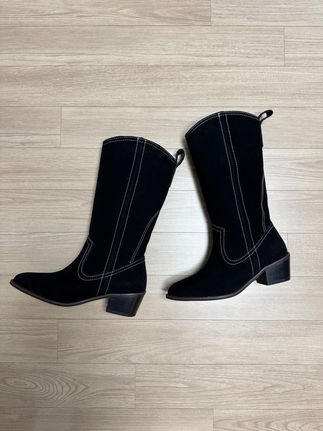 마뗑킴) 스웨이드 스티치 웨스턴 미들 부츠 상품이미지2