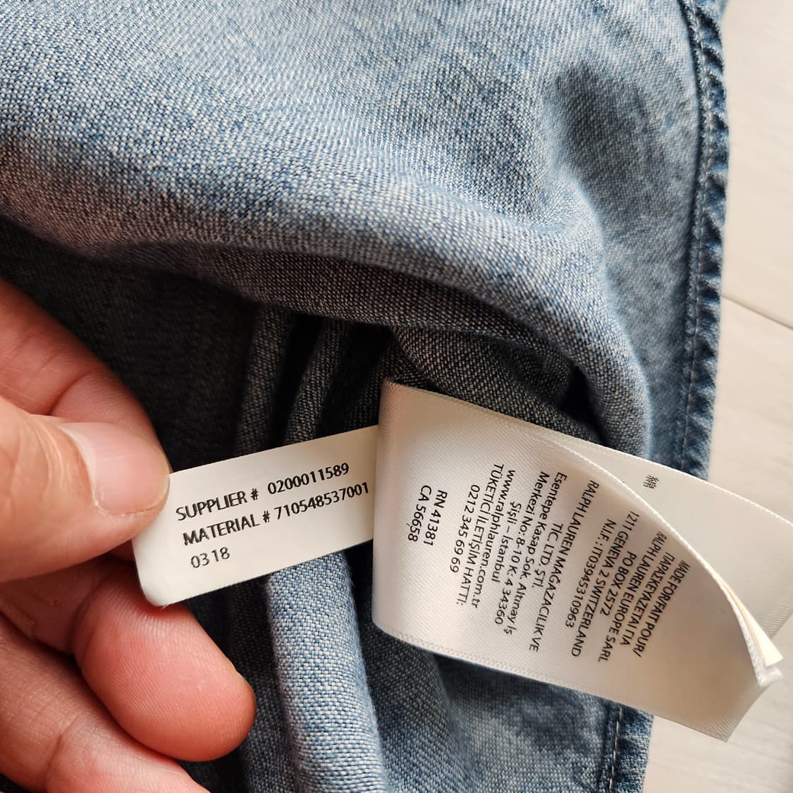 폴로 데님셔츠 클래식핏 S사이즈 상품이미지4