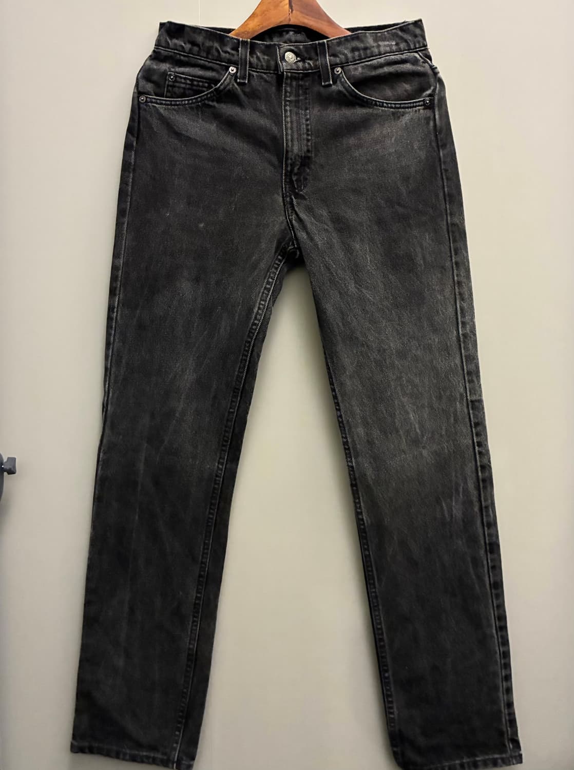 (27~28)90s USA 빈티지 리바이스 505 오렌지탭 흑청 데님 상품이미지9