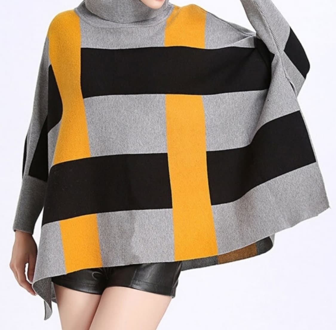 터틀넥 판초 니트 망토 상품이미지3