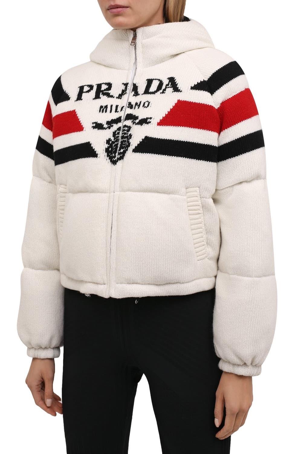 프라다 여성 로고  울 캐시미어 구스다운 패딩 가디건 36 상품이미지2