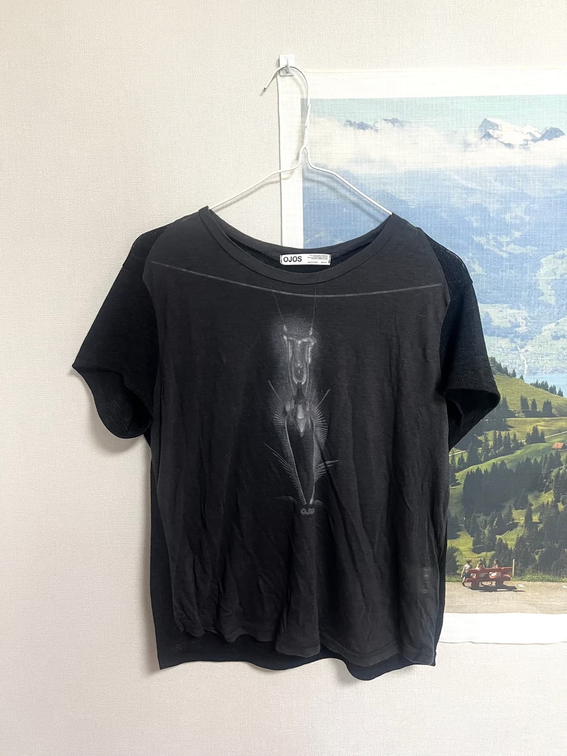 오호스 티셔츠 Ojos sheer knit half top black 상품이미지4