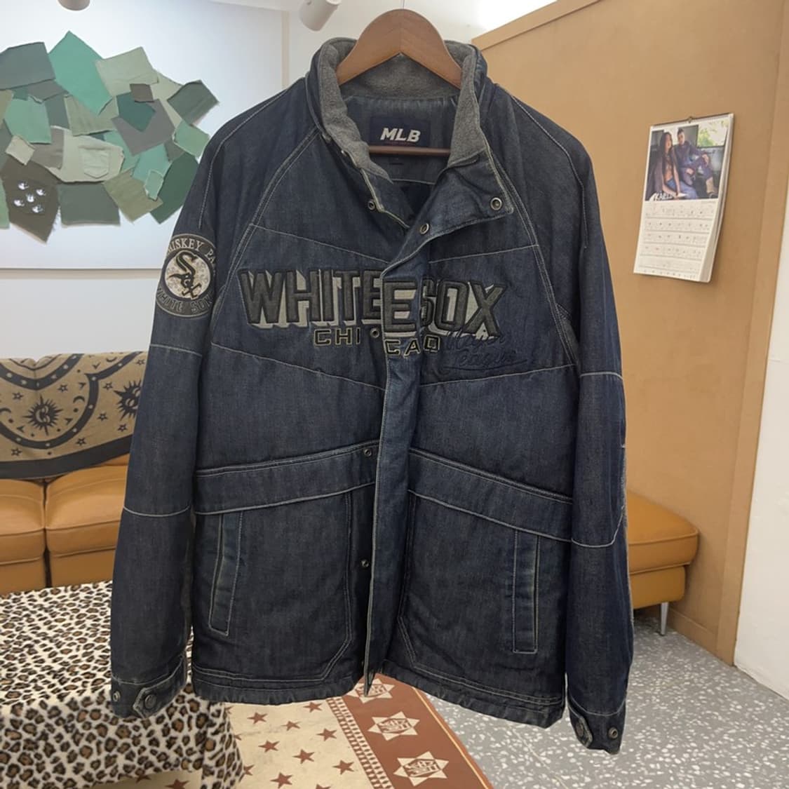 MLB 올드스쿨 레트로 스트릿 힙합 데님 패딩 자켓 95 C09664 상품이미지3