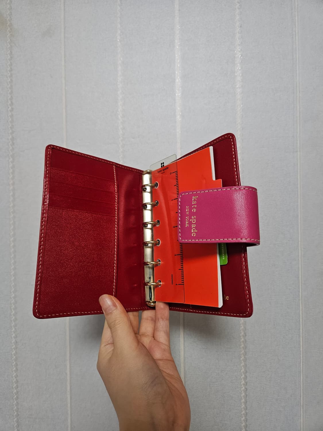 kate spade 케이트 스페이드 핑크 6공 가죽 다이어리 상품이미지3