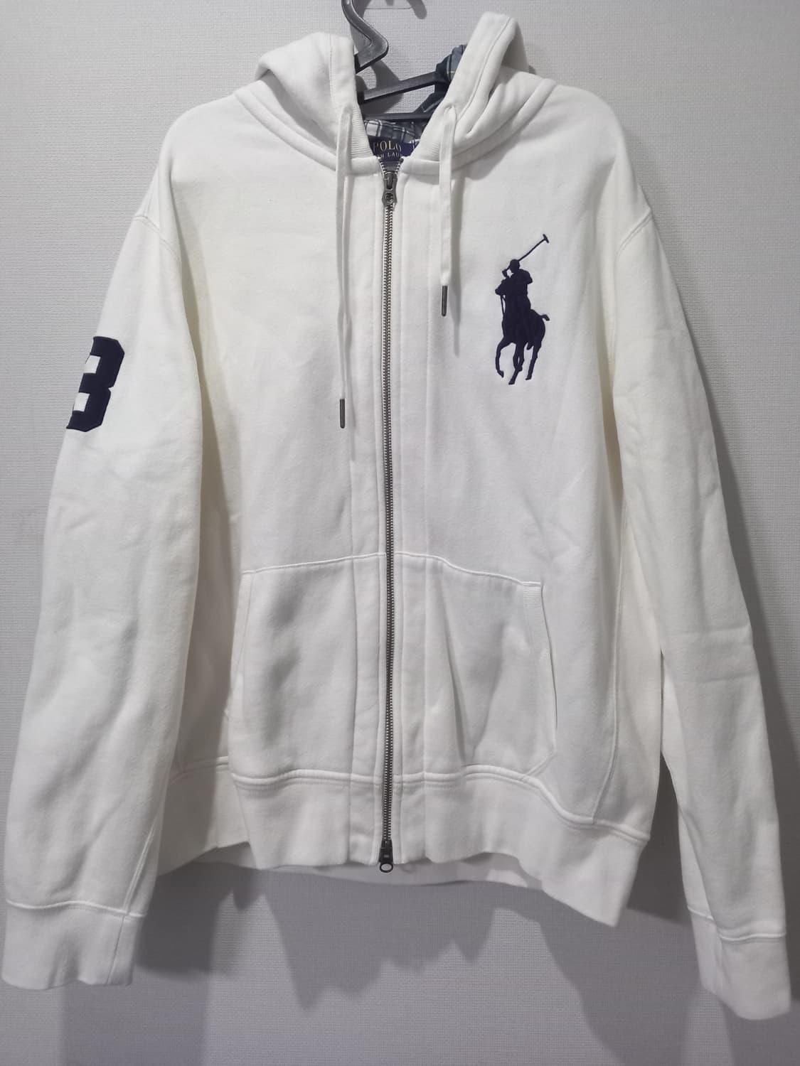 폴로 POLO 빅포니 화이트 체크 후드집업 105/XL 상품이미지1