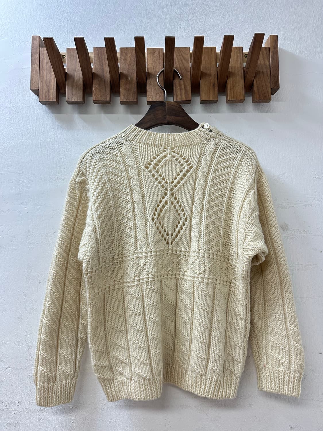 일본빈티지 아이보리 케이블 짜임 울 니트 스웨터 풀오버 상품이미지5