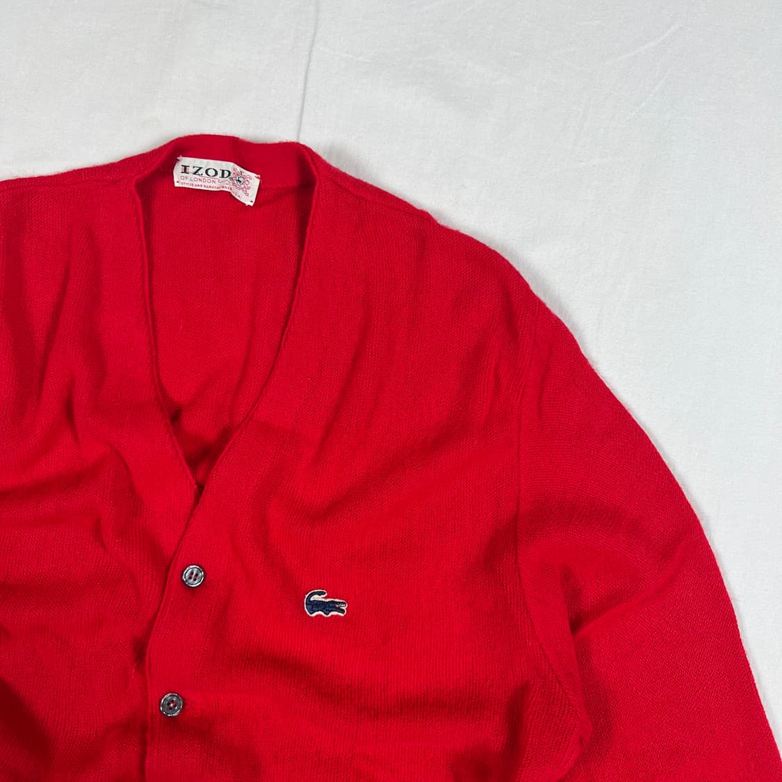 80‘s izod 라코스테 블루 로고 니트 가디건 상품이미지3