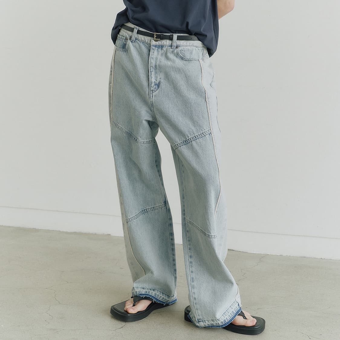택포/52/S급) 노이어 로우컷 리워크 와이드 데님 팬츠 상품이미지6