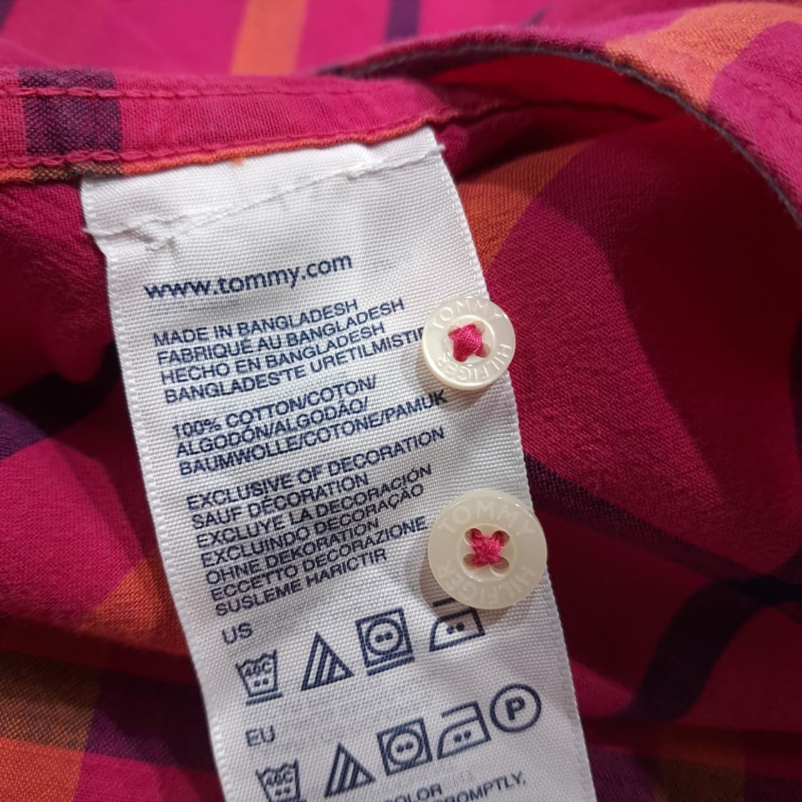 CK107 2XL 타미힐피거 타탄체크 버튼다운 핫핑크 셔츠 남방 상품이미지5