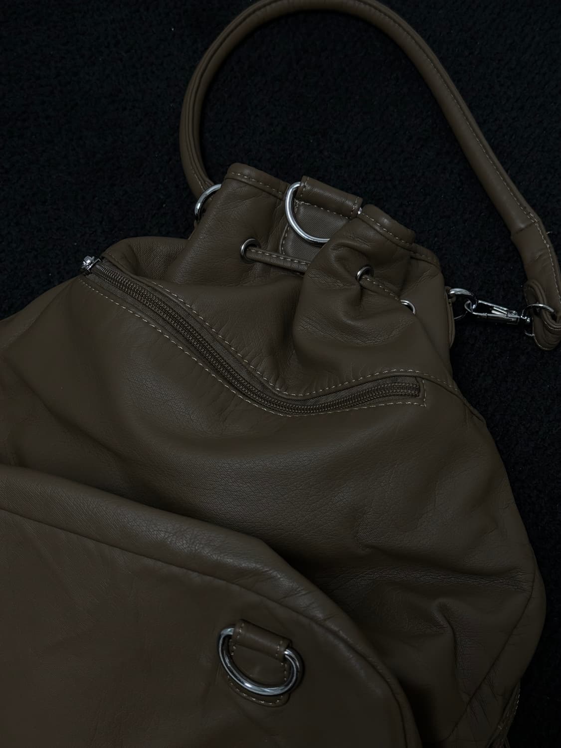 빈티지 브라운 레더 백 아야즈 큐빈 상품이미지3