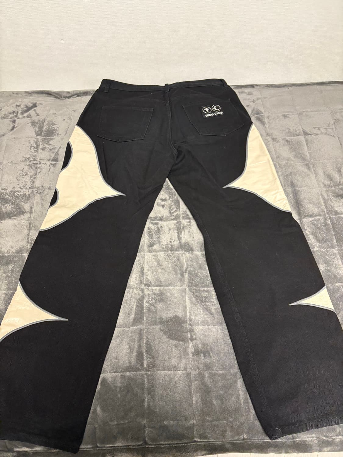 떠그 클럽 TC 레더 워싱 데님 팬츠 블랙 화이트 상품이미지2