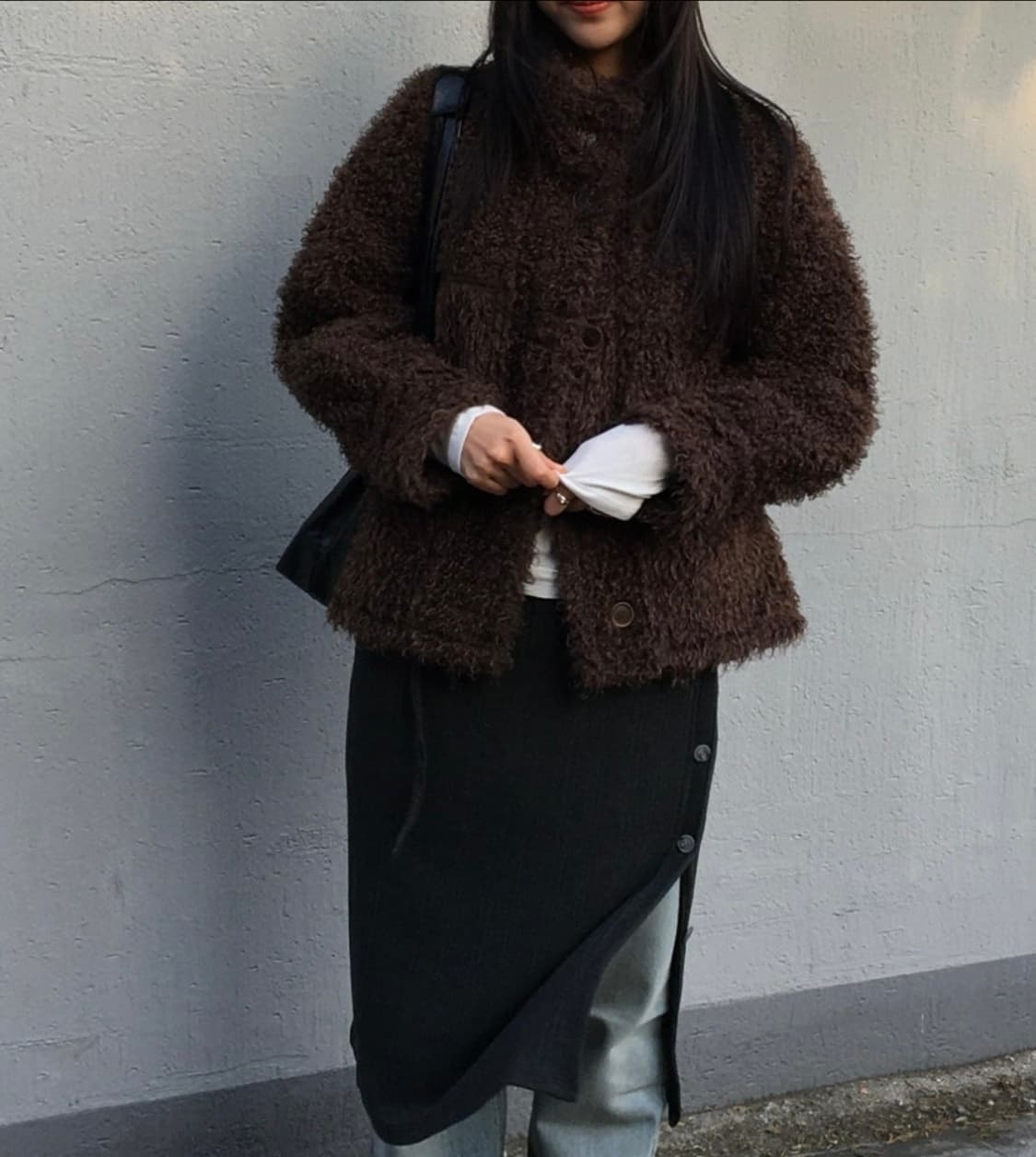 브라운 리버시블 무스탕 상품이미지3