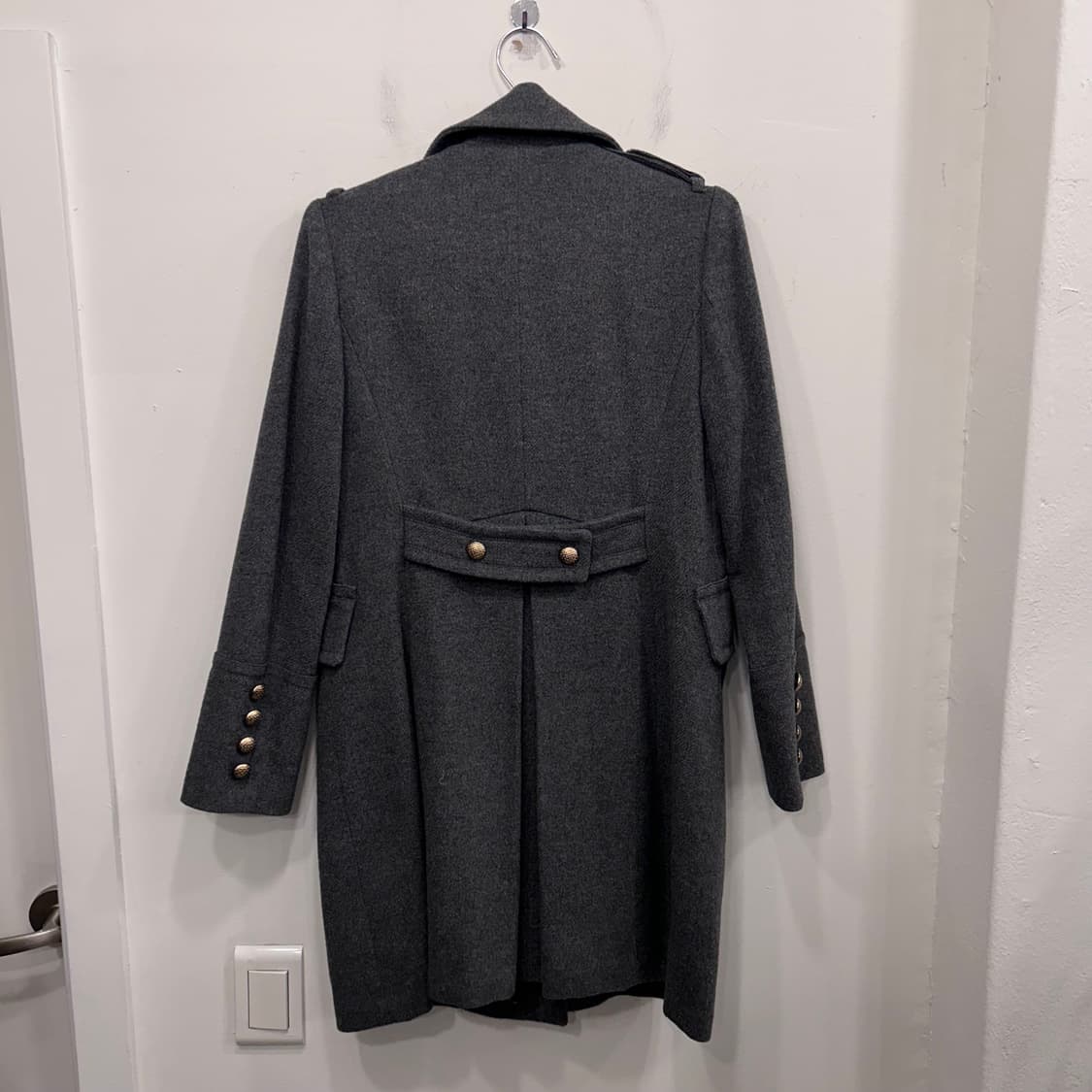 마쥬 넥후크 금장 울모직 더블버튼 롱코트 상품이미지5