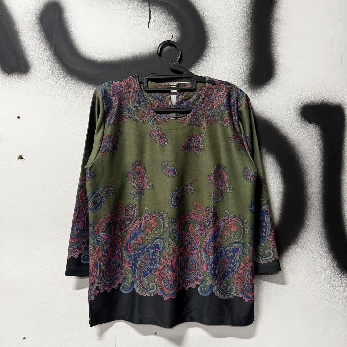 VTG 빈티지 페이즐리 패턴 긴팔 블라우스 탑 상품이미지1