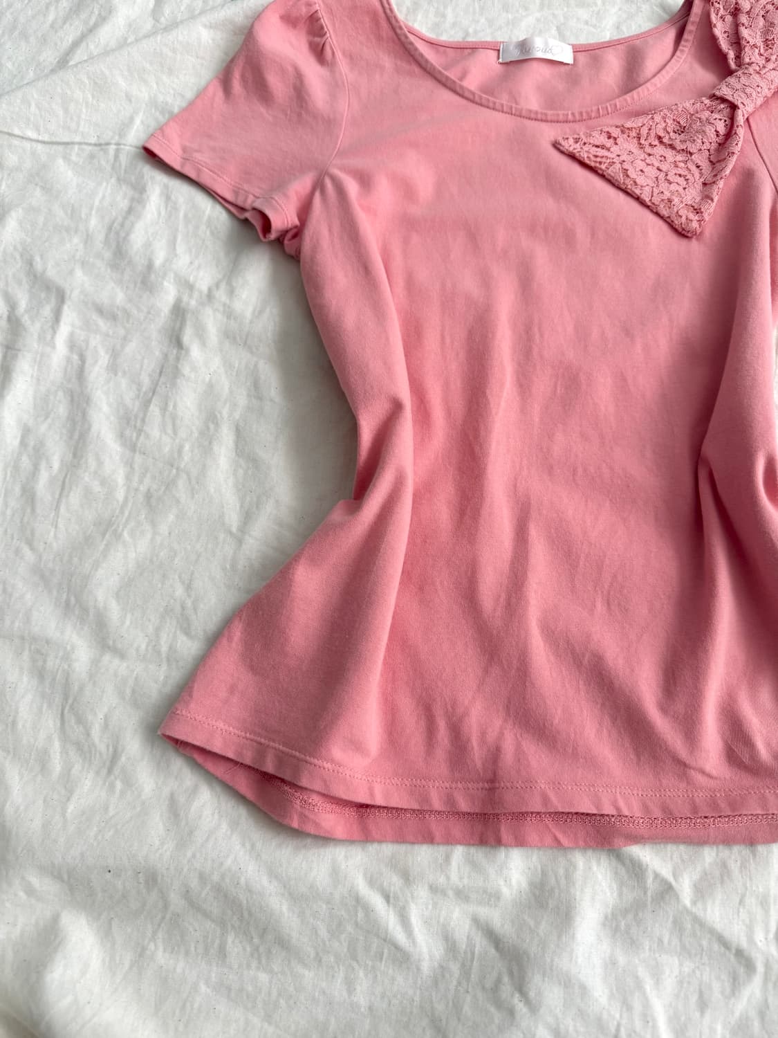 히메갸루 러블리 딱붙 레이스리본 반팔탑 상품이미지3