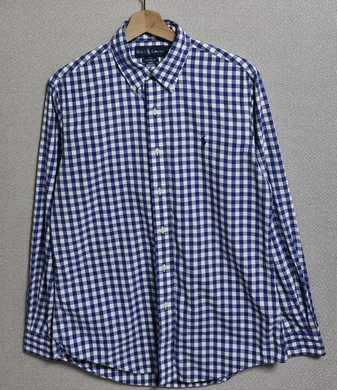 오버핏 M ) 폴로랄프로렌 블루 커스텀핏 체크셔츠 남방 상품이미지1