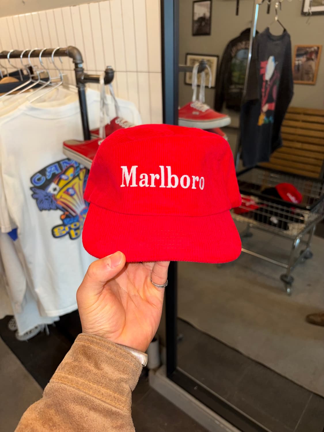 Marlboro logo corduroy trucker cap 상품이미지4