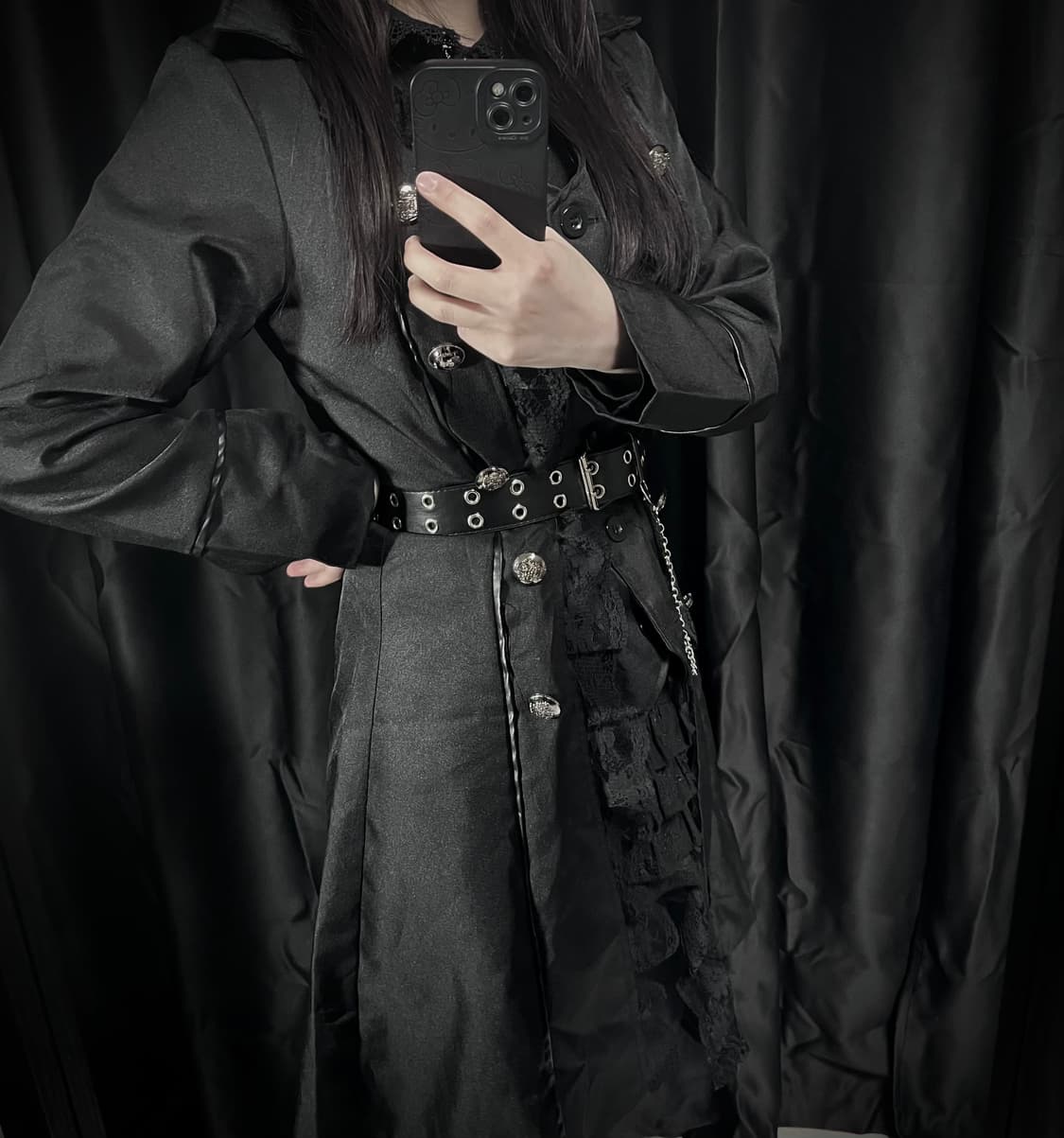 고스펑크 은장 레이어드 원피스 고스로리 상품이미지3