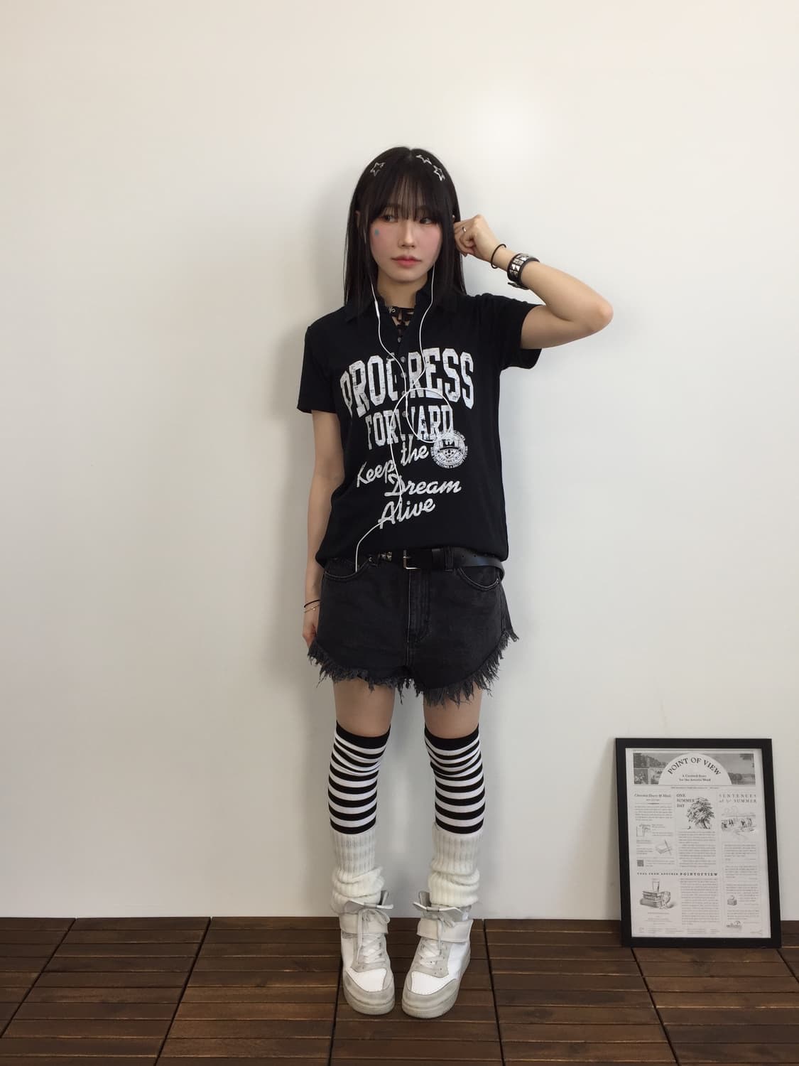 Jpn Y2k Musk-Style Graphic Collar Tee 상품이미지1
